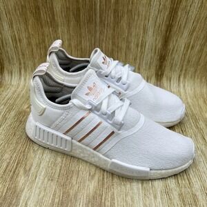 Adidas NMD R1 Women's Size 9 Cloud White Rose Gold Running Shoes Sneakers FW6434
